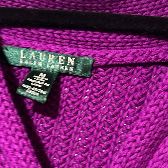 Lauren by Ralph Lauren Bright Purple Cotton Sweater Medium - Picture 2 of 4